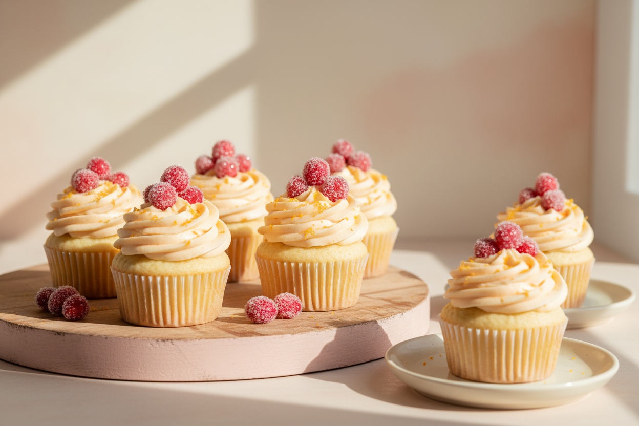 Cranberry Orange Sparkle Cupcakes