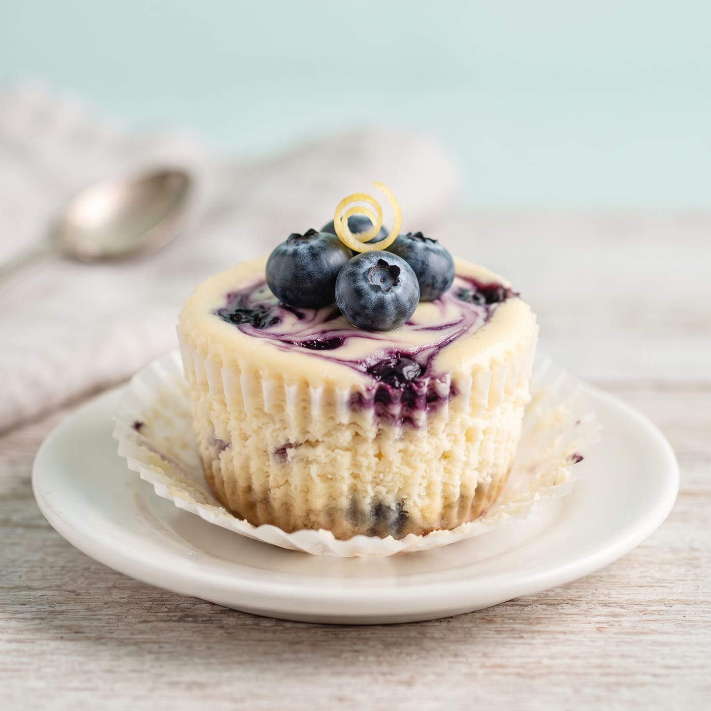 Keto Lemon Blueberry Cheesecake Cupcakes