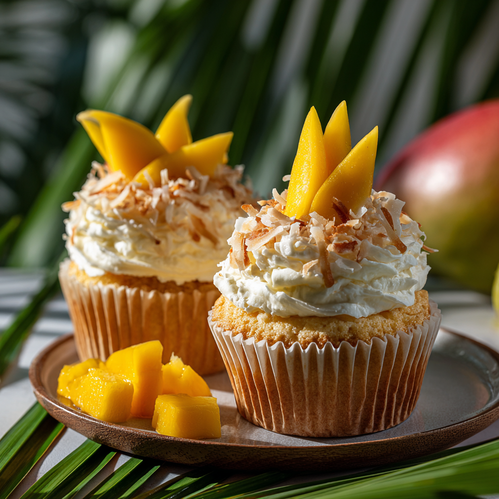 Mango Coconut Sunset Cupcakes