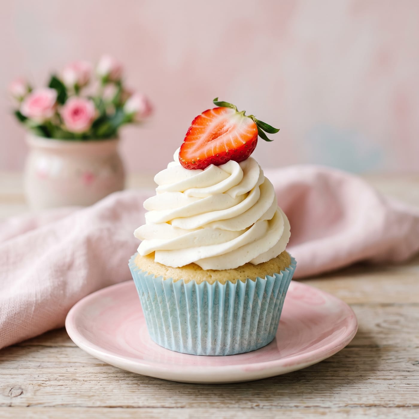 Nut-Free Strawberry Shortcake Cupcakes - nut-free cupcake recipe