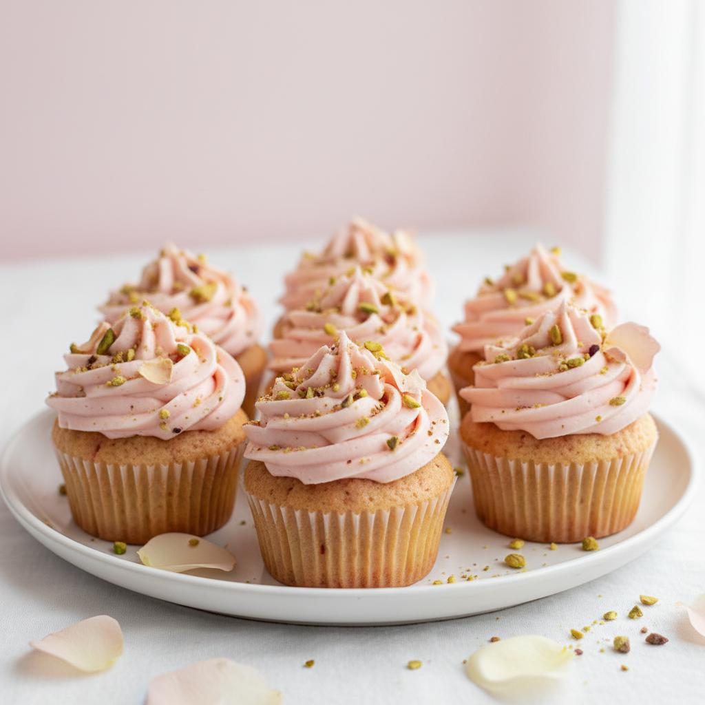 Rosewater Pistachio Delight Cupcakes